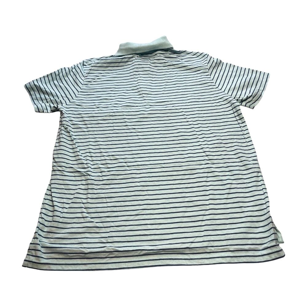 St John's Bay Polo Shirt Men's Large Green Navy Striped Cotton Golf Performance - Picture 3 of 6